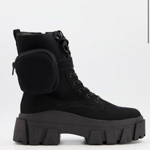 ASOS Black Suede Lace Up Calf Boots